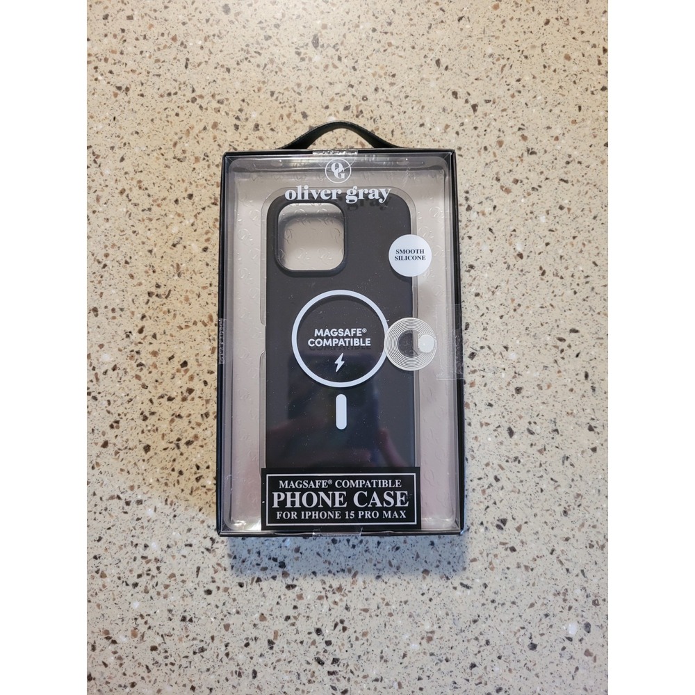 Oliver Gray iPhone 15 Pro Max Magsafe Smooth Silicone Black Cell Phone Case NEW